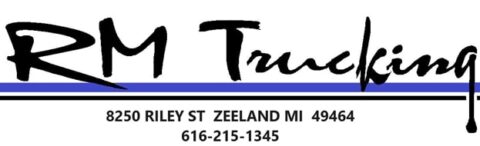 RM Trucking logo with Zeeland address.