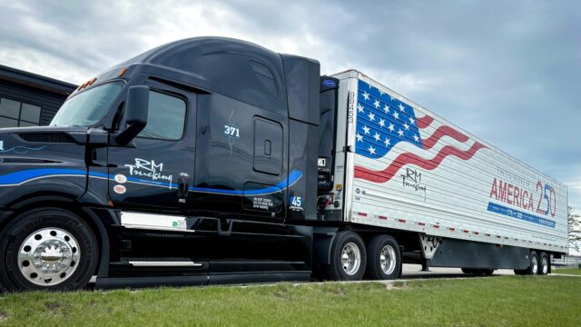 RM Trucking Truck painted with America 250 years.
